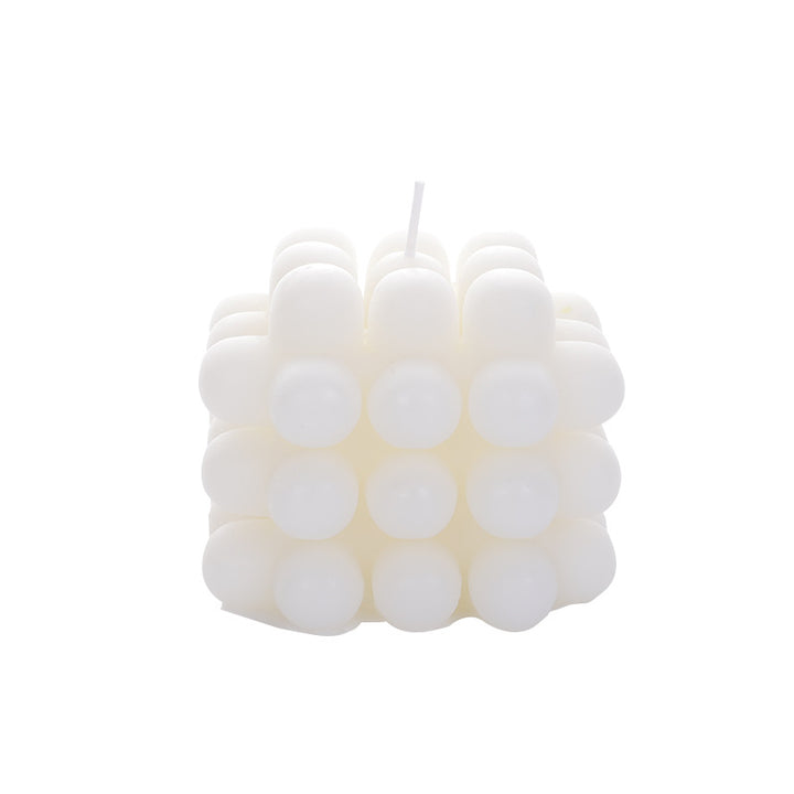 Sculptural Grid-Pattern Cube Tabletop Candle