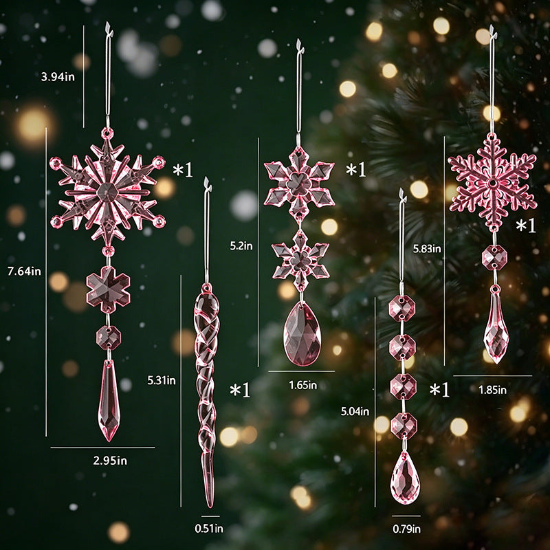 Crystal Snowflake Ornaments Set