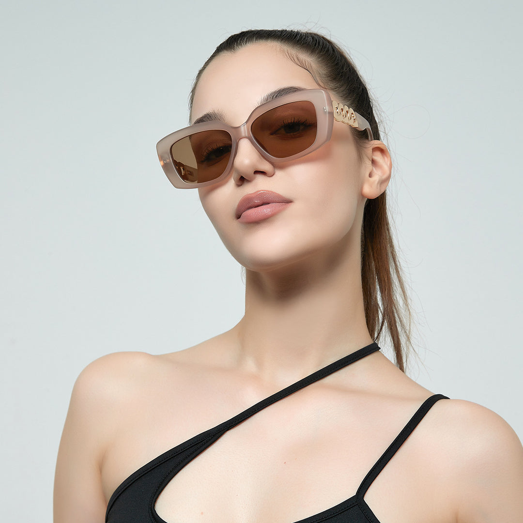 Ladies elegant square sunglasses with gold embellished frame Kalsten