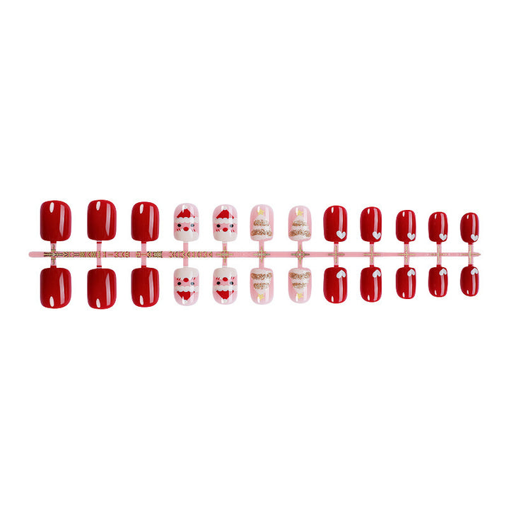 Artificial nail set with festive Christmas motifs and glitter accents Kalsten