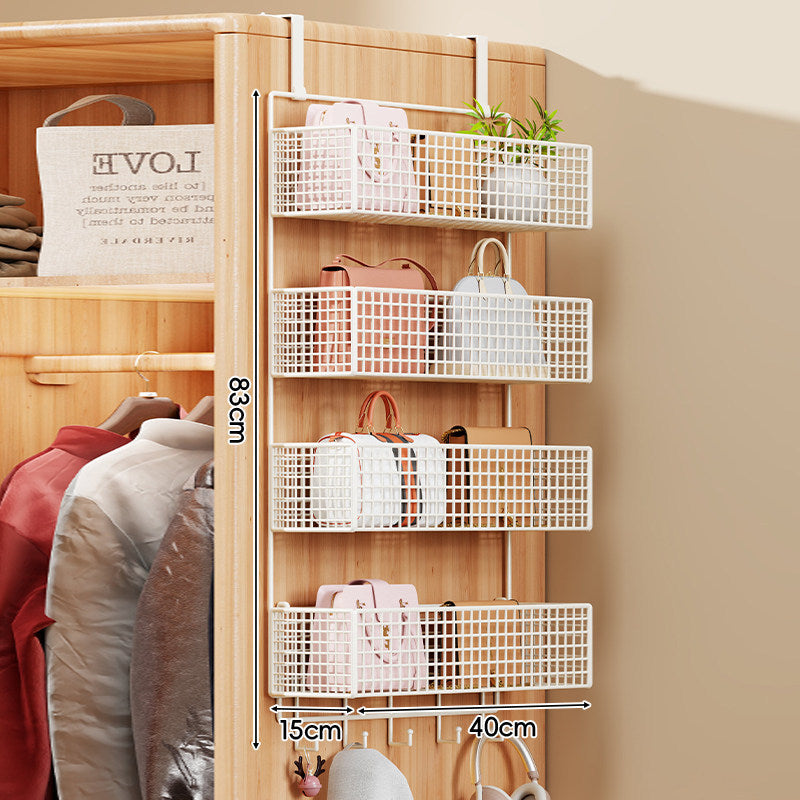 Over-the-Door Multi-Tier Metal Grid Hanging Storage Organizer