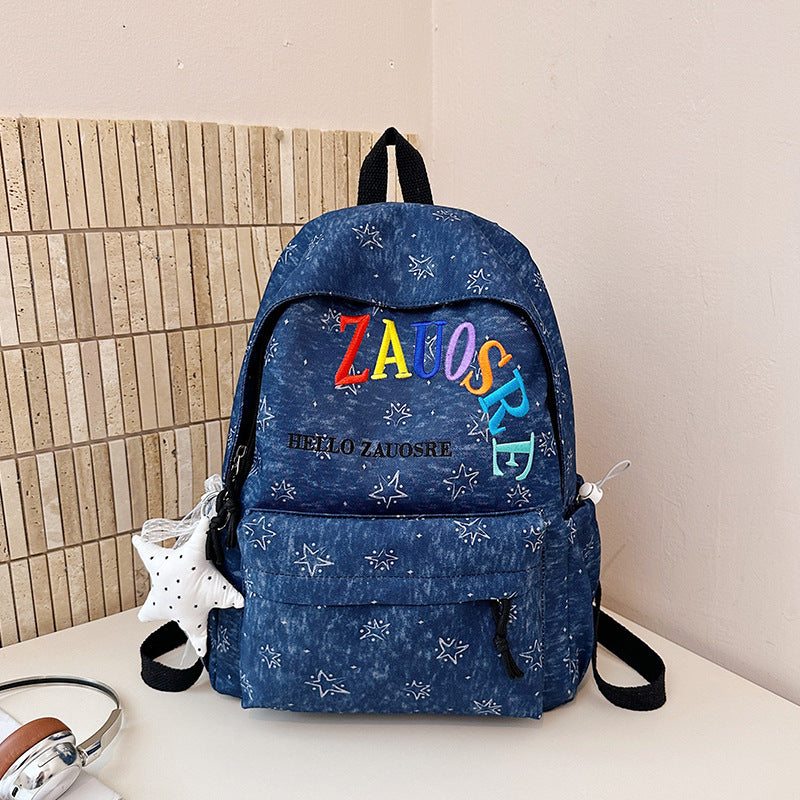 Stylish Star-Embellished Corduroy Backpack Kalsten