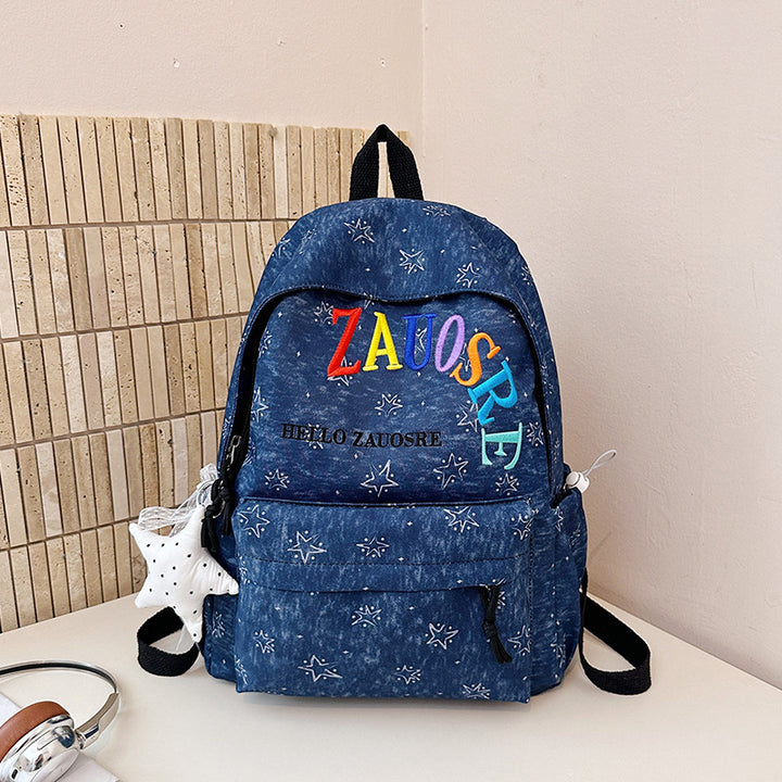 Stylish Star-Embellished Corduroy Backpack Kalsten
