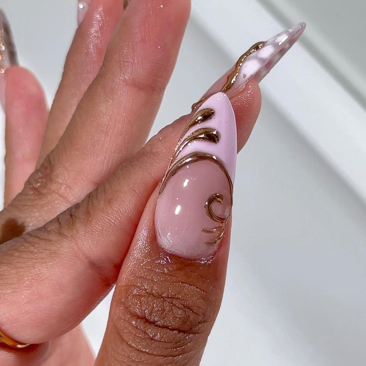 Decorative Press-On Nail Art with Unique Sculpted Designs Kalsten