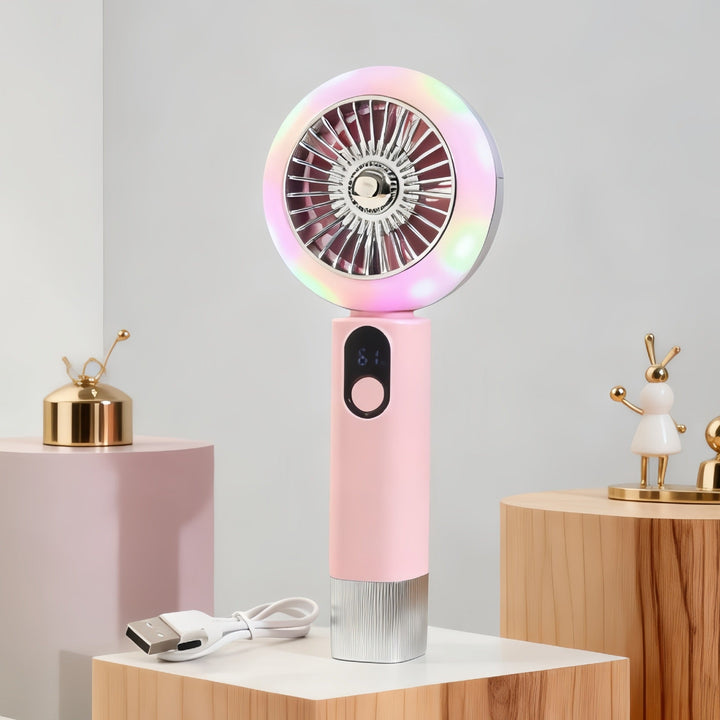 Ladies portable mini hand fan with LED light and digital control Kalsten