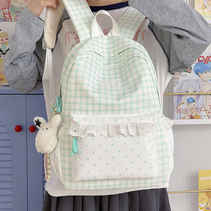 Stylish Gingham Print Casual Backpack Kalsten
