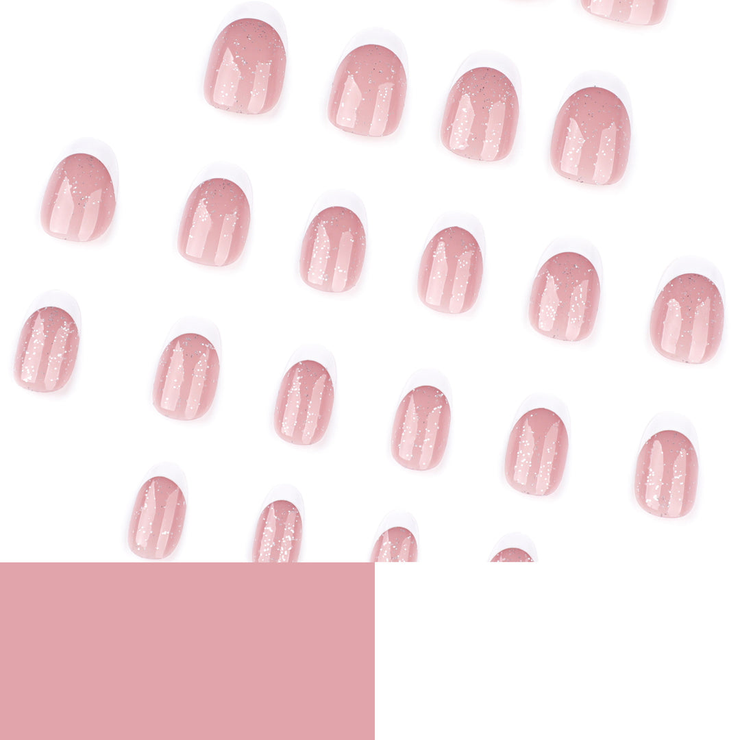 Artful nail art with glitter in gentle tones and elegant tips Kalsten
