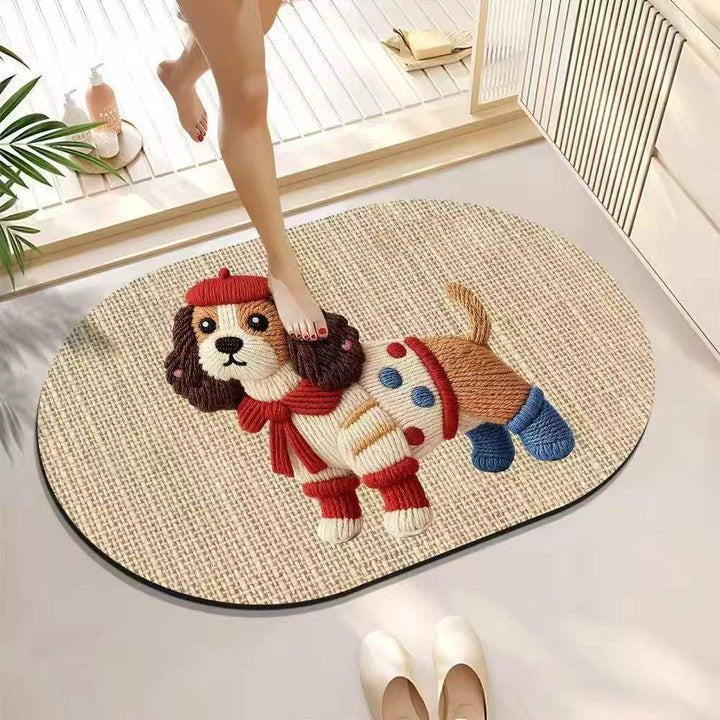 Playful Puppy-Themed Soft Bath Mat