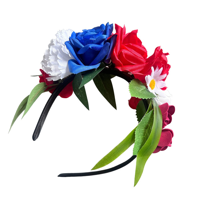 Women's flower crown headband with artistic roses and greenery Kalsten