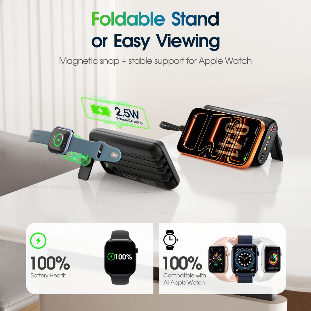 Portable power bank with integrated charging cables and LCD screen Kalsten