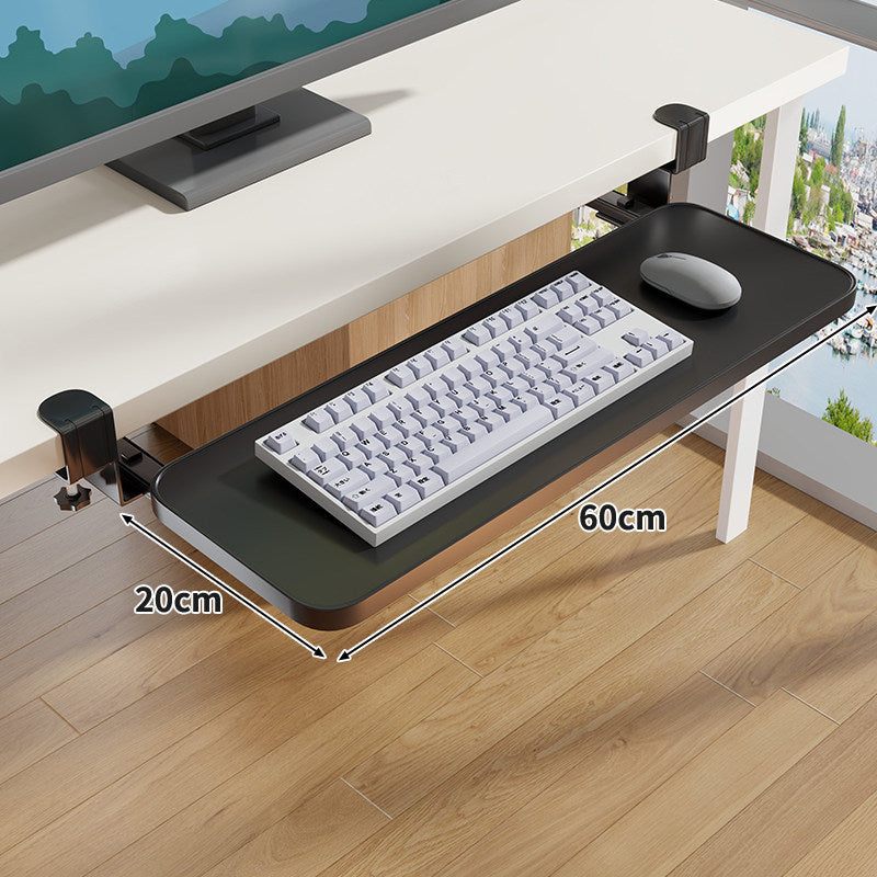 Clamp-Mounted Under-Desk Adjustable Bamboo Keyboard Tray