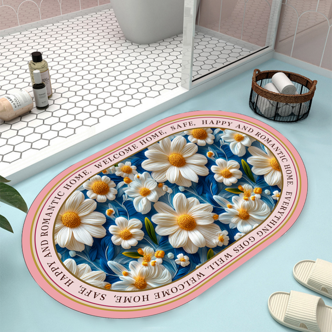 Floral Design Bath Mat Kalsten