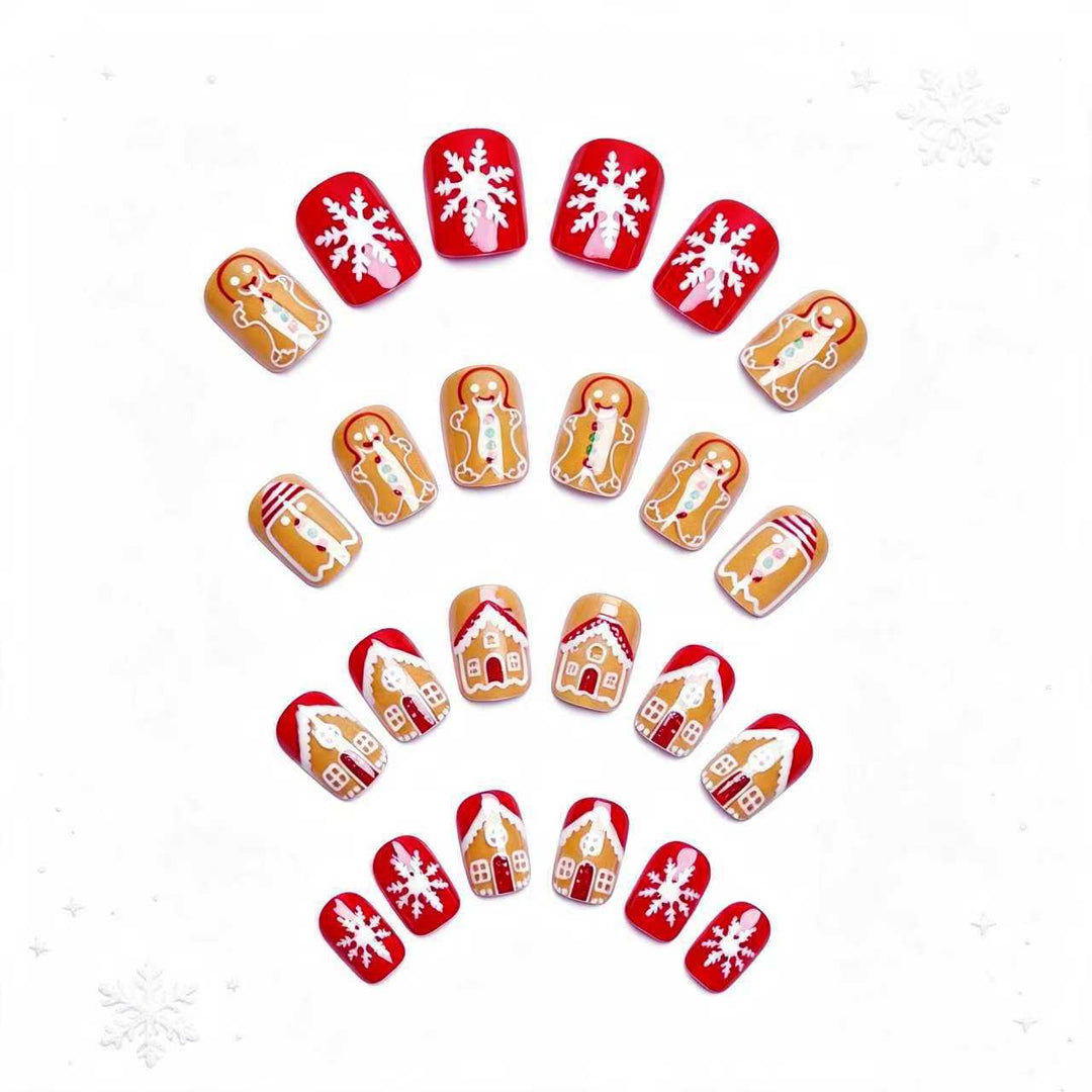 Artificial nails in Christmas gingerbread house design Kalsten