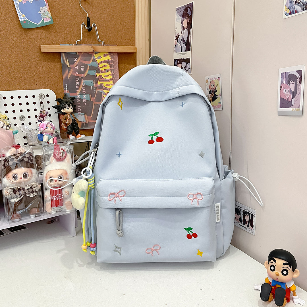 Cute Illustrated Cherry-Embellished Backpack Kalsten