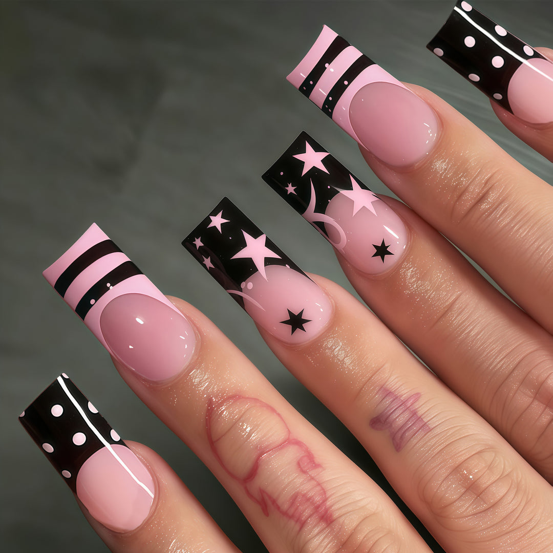 Decorative Long Press-On Nail Art Tips Kalsten