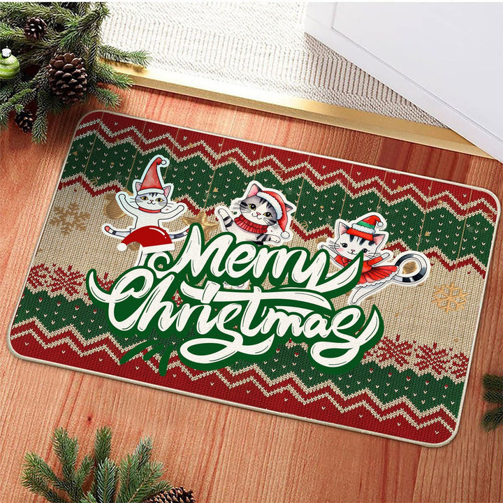 Christmas-Themed Cat Design Welcome Mat Kalsten