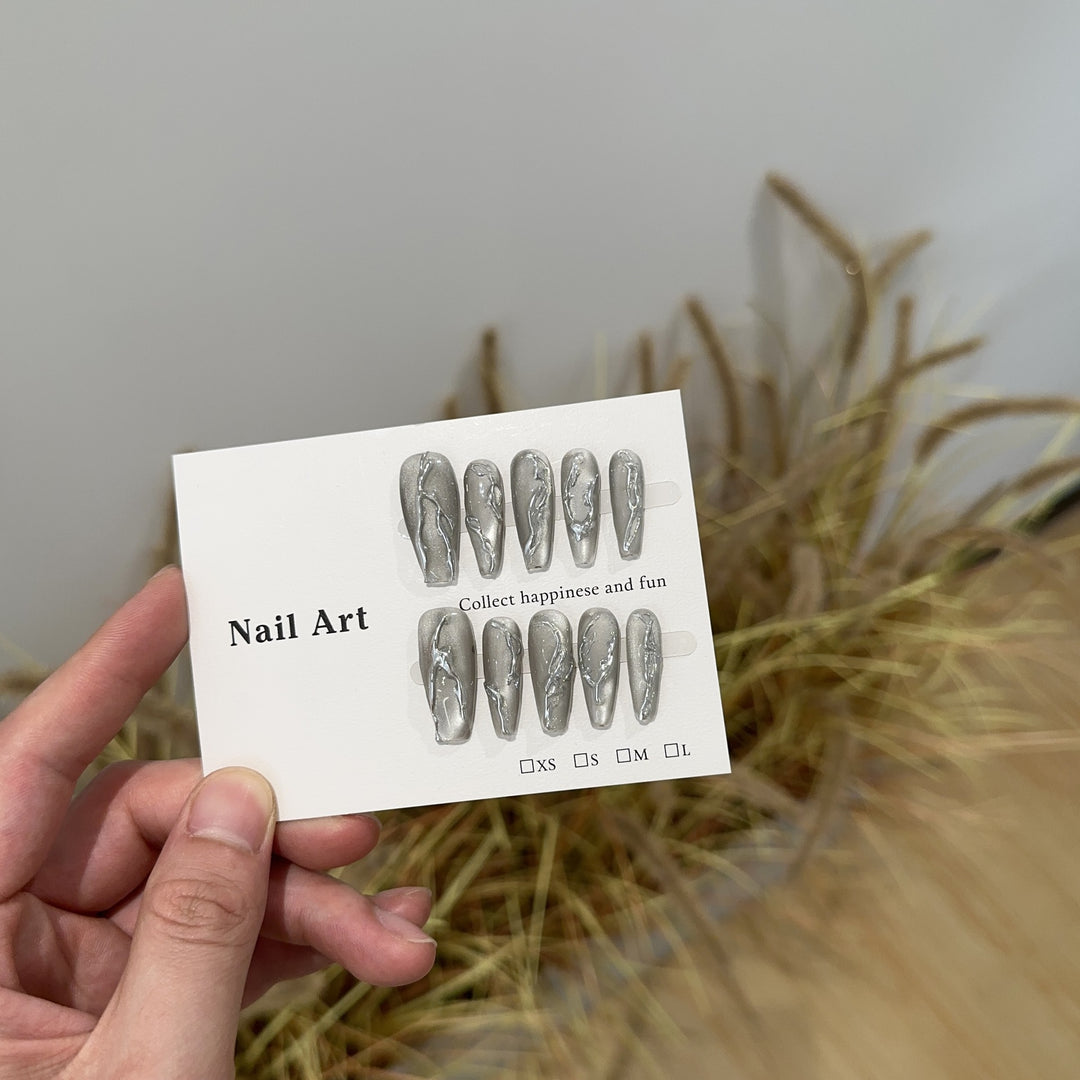 Artistic Marble-Inspired Press-On Nail Set