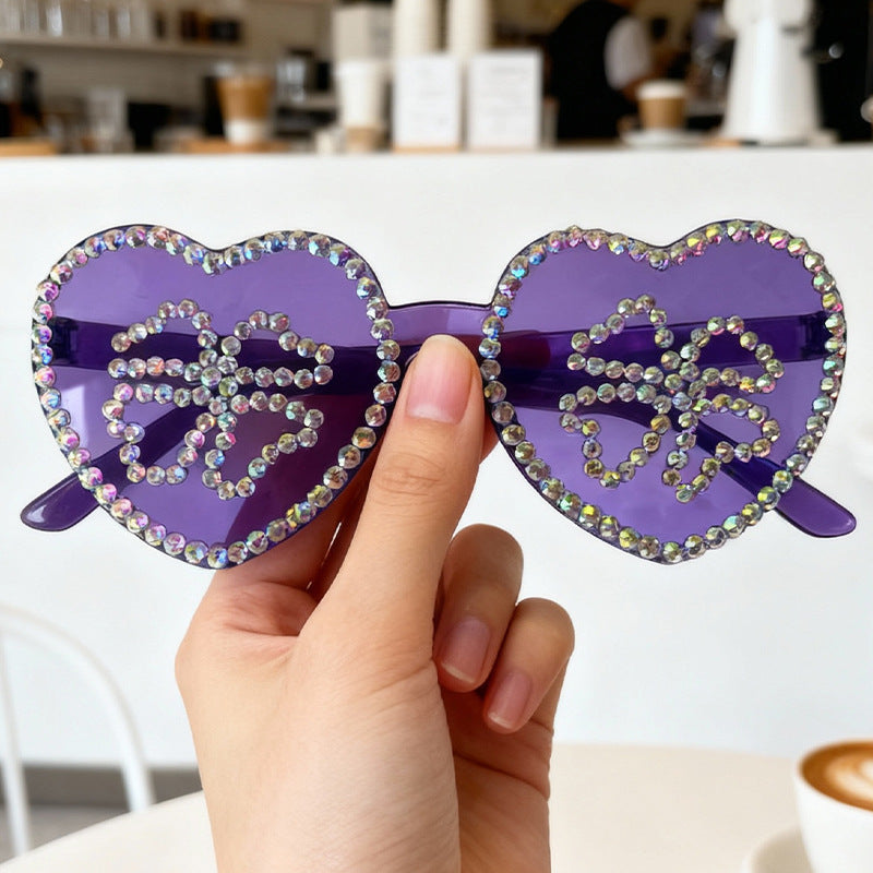 Glamorous Heart-Shaped Rhinestone Sunglasses Kalsten