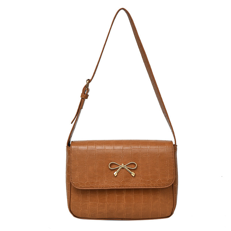 Crocodile-Textured Crossbody Handbag