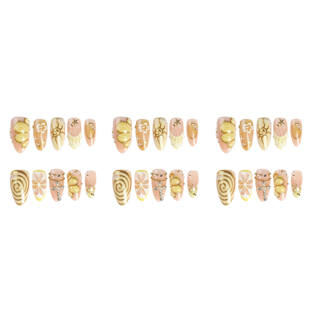 Creative acrylic nail set with playful flower and glitter decorations Kalsten