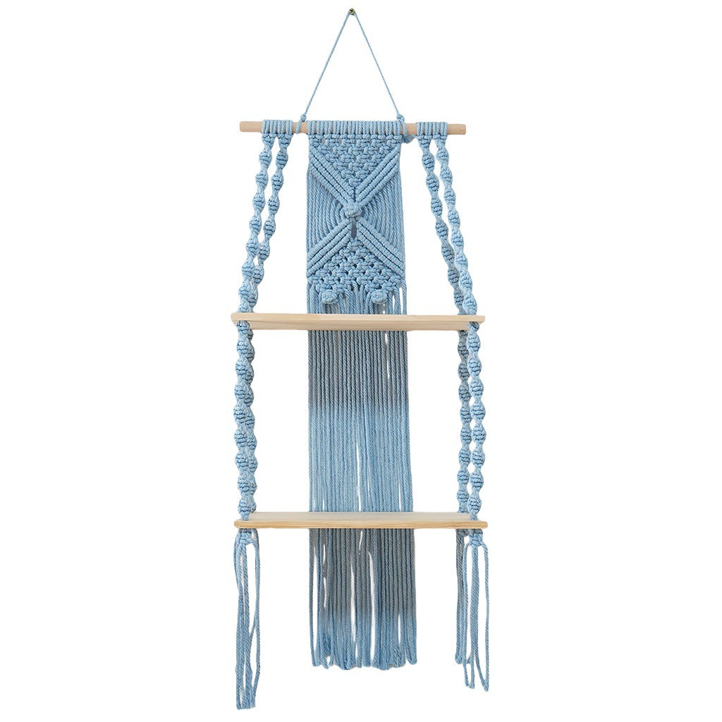 Macramé Wall Shelf with Multi-Tiered Design Kalsten