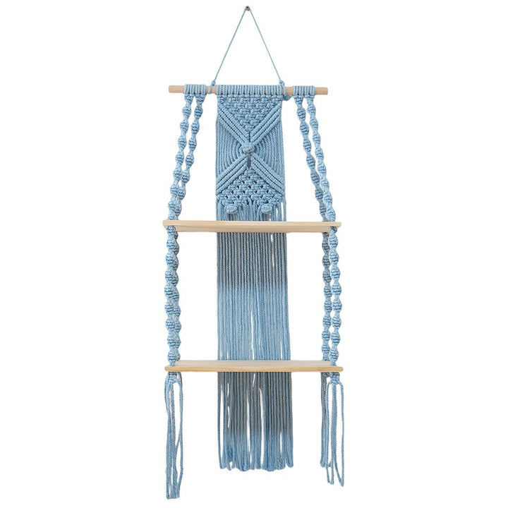 Macramé Wall Shelf with Multi-Tiered Design Kalsten