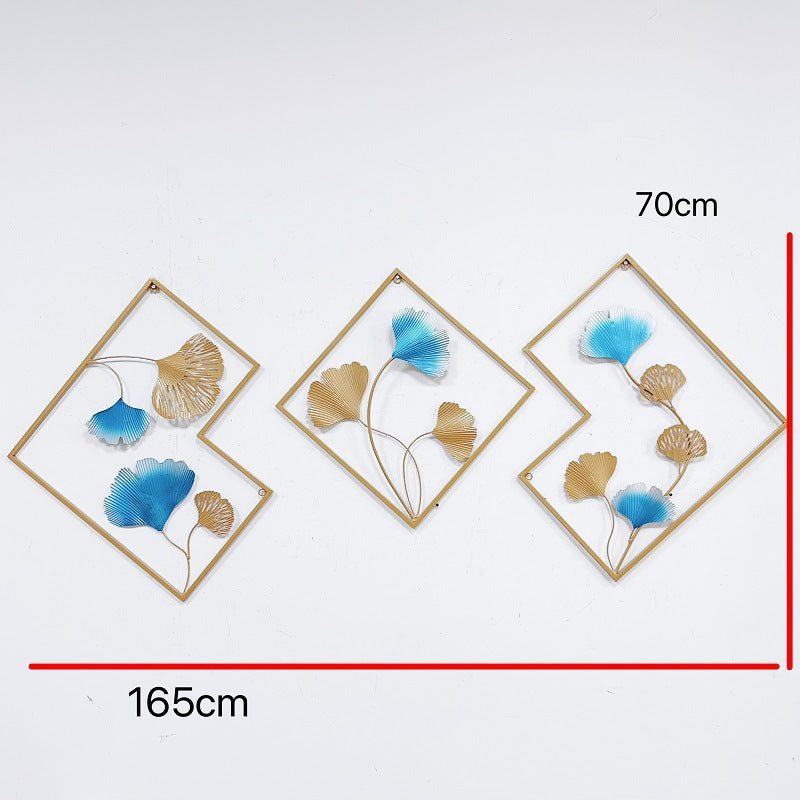 Decorative Metal Wall Art Set with Ginkgo Leaf and Floral Design Kalsten