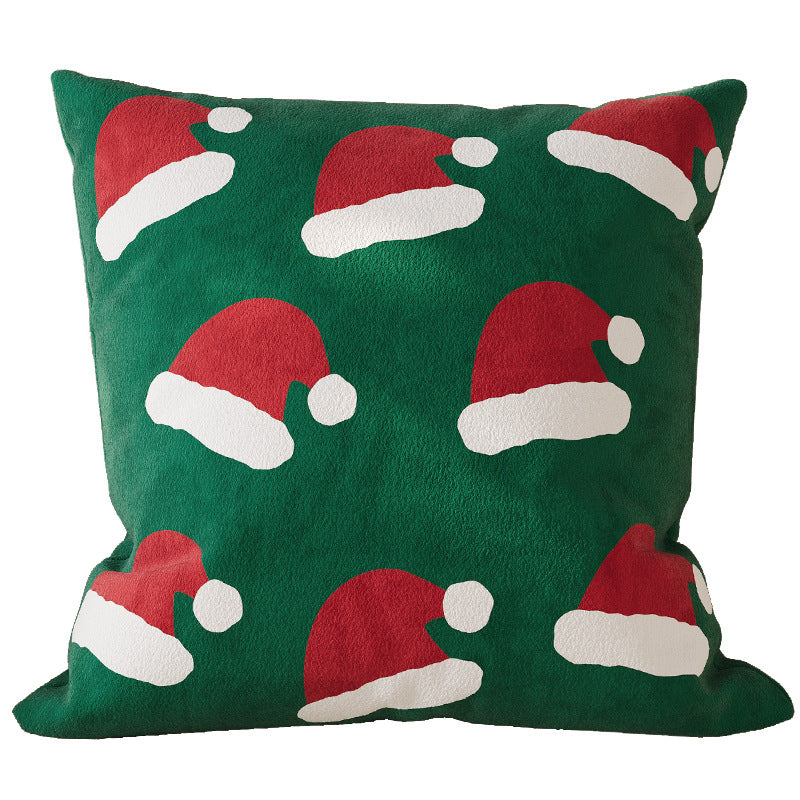 Christmas-Themed Decorative Square Throw Pillow Cover with Hidden Zipper and Soft Linen-Blend Fabric