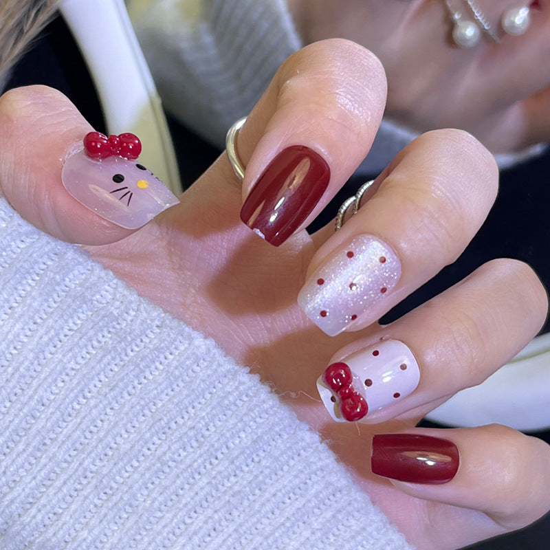 Glamorous Press-On Nail Set with Decorative Gemstone Accents Kalsten