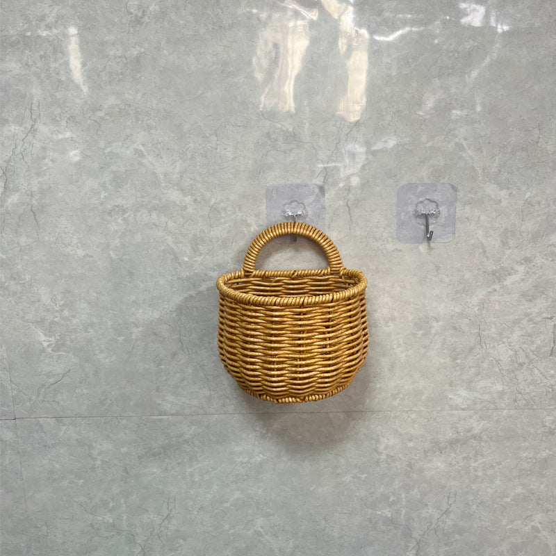 Decorative Wall-Mounted Wicker Storage Basket Kalsten