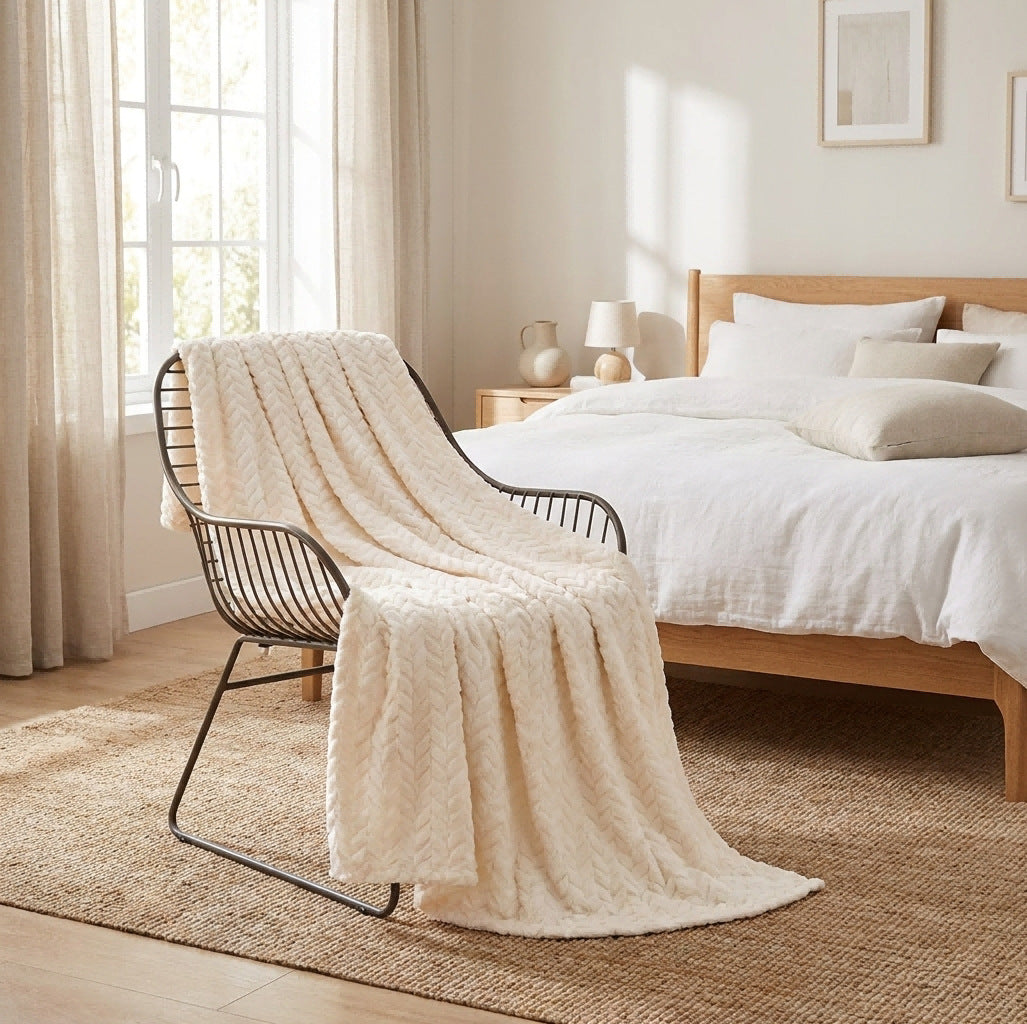 Chevron Patterned Plush Throw Blanket