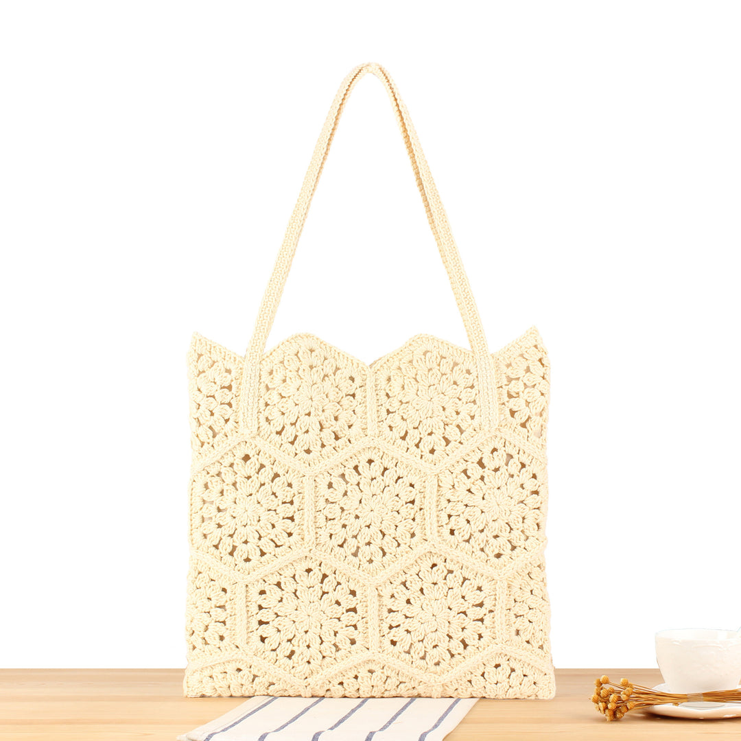 Handcrafted macrame tote bag with unique honeycomb pattern Kalsten