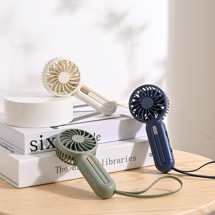 Unisex nan compact rechargeable battery handheld fan with foldable handle and carrying strap Kalsten