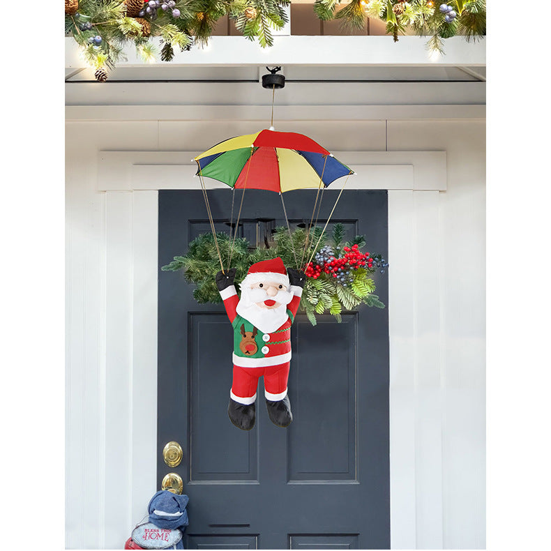 Inflatable Santa Claus figure with parachute