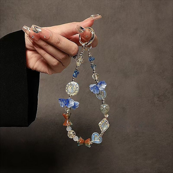 Decorative Flower-Themed Beaded Keychain Kalsten