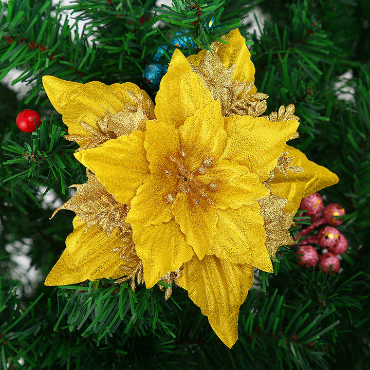 Decorative Glittering Poinsettia Flower Ornament Kalsten