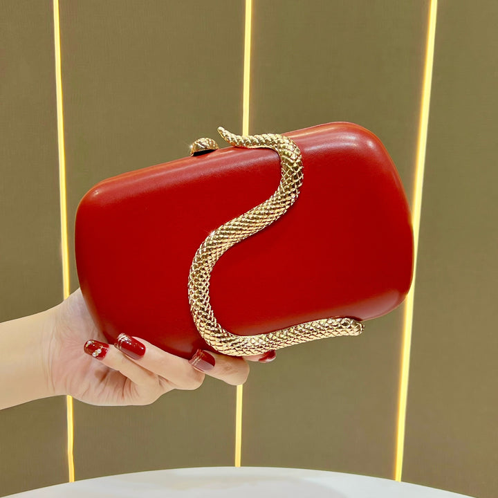 Stylish Snake-Detail Evening Clutch