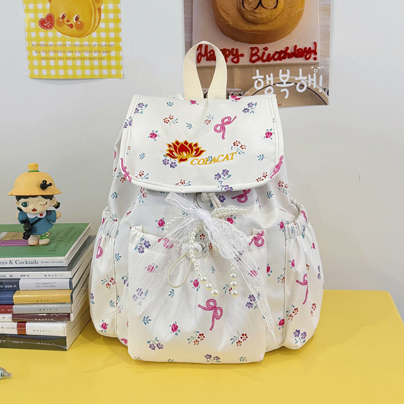 Floral-Embellished Drawstring Backpack Kalsten