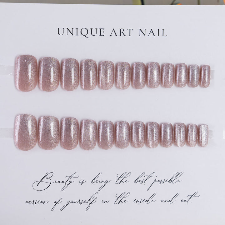 Elegant Press-On Nails Set with Unique Glitter Design
