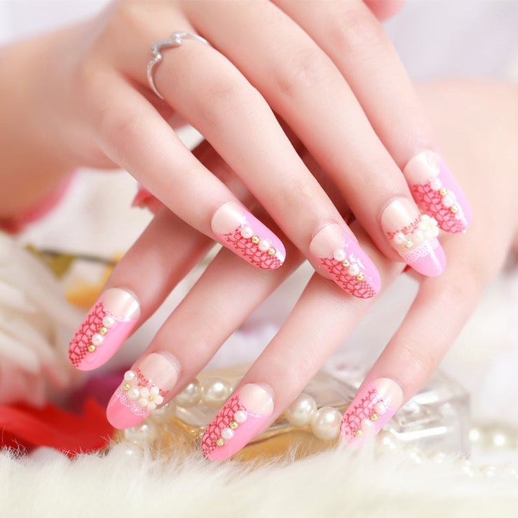 Artificial nails with elegant flower and rhinestone design Kalsten