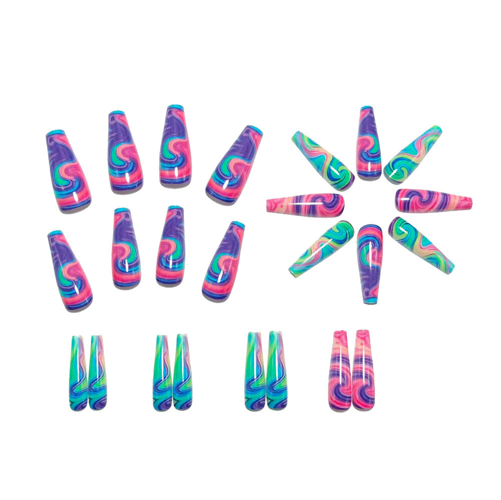 Artificial nails with colorful spiral patterns Kalsten