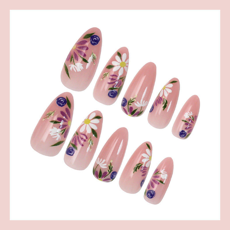 Artificial nail set with floral designs and elegant tips Kalsten