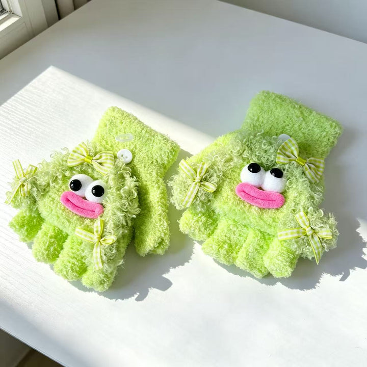 Cute Plush Character Fingerless Gloves Kalsten