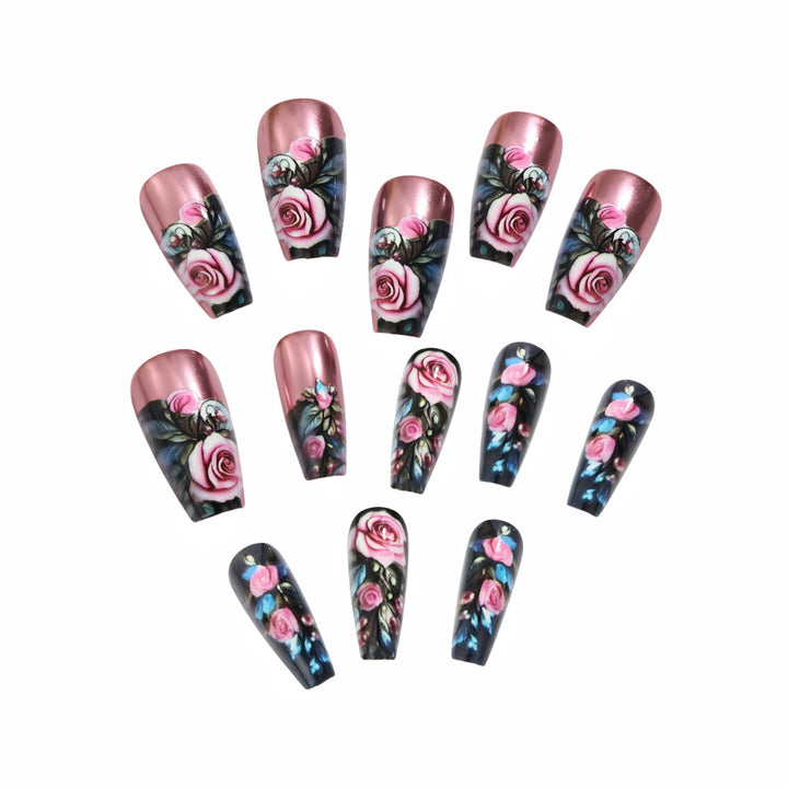 Artificial nails with floral rose pattern Kalsten