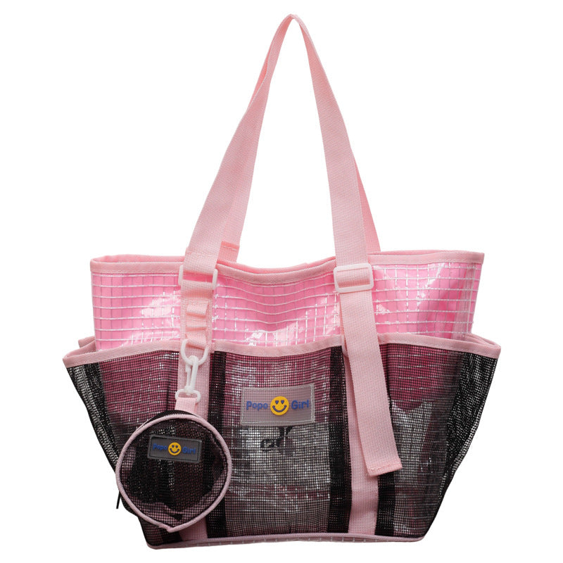 Mesh Beach Tote Bag with Detachable Pouch