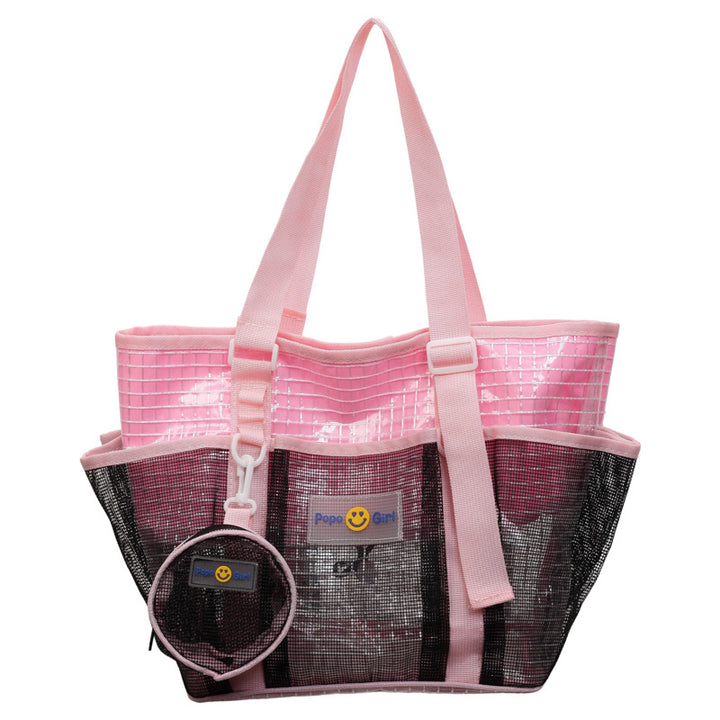 Mesh Beach Tote Bag with Detachable Pouch