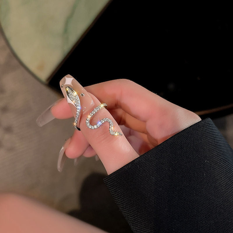 Elegant snake ring with sparkling zirconia stones Kalsten
