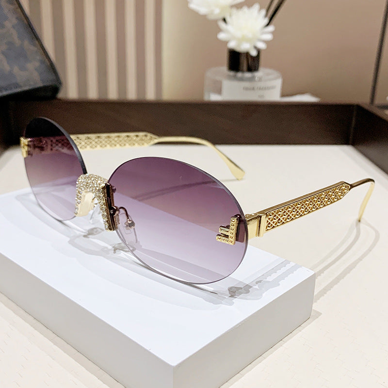 Women's sunglasses with glittering frame and oval lenses Kalsten