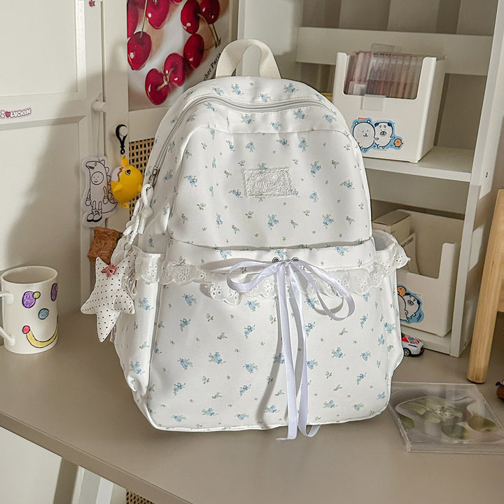 Whimsical Floral Embellished School Backpack Kalsten