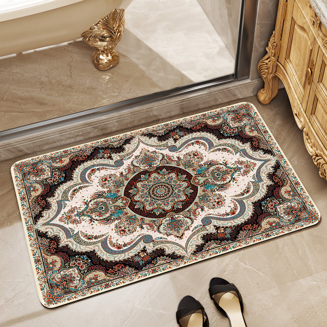 Floral Design Absorbent Bathroom Mat Kalsten